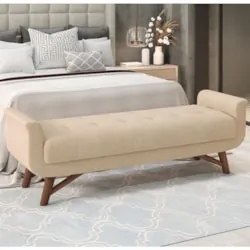 Cabeceira Cama Box Queen 160cm Pisa e Recamier Neville Z37 Boucle Bege