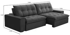 Sofá Retrátil Reclinável 3 Lugares 250cm Argon F05 Veludo Grafite - Mp