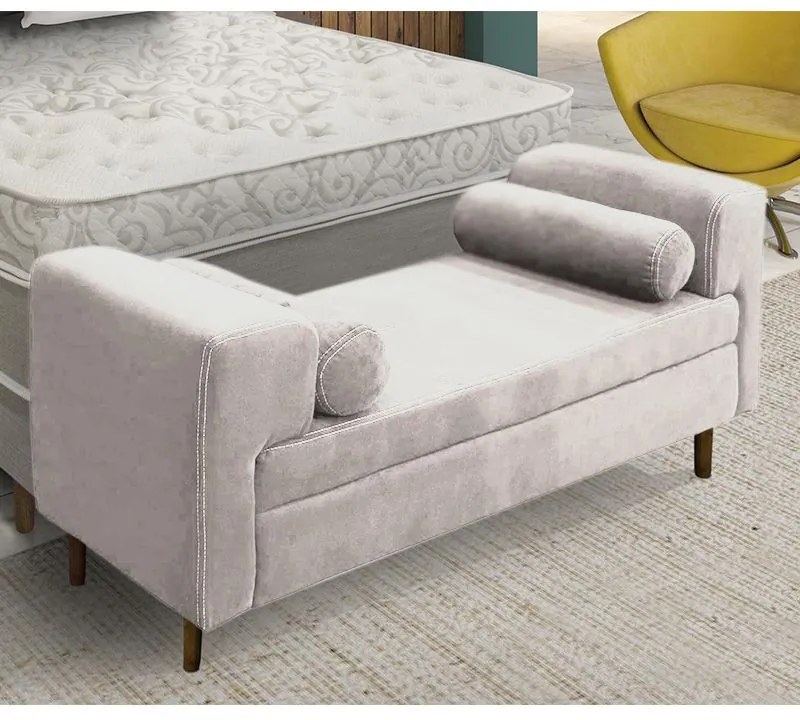 Recamier Casal Queen 160cm Turim Veludo Castor - Simbal - Bege
