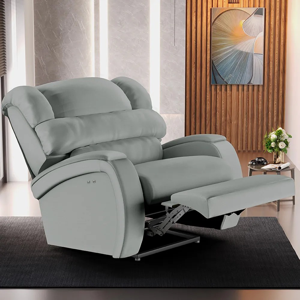 Poltrona do Papai Reclinável Napoli Power Touch Massagem PU FH1 - D'Rossi - Cinza