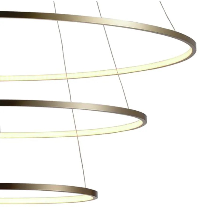 Pendente Birdie Aros Ø80X2Cm / Ø60X2Cm / Ø40X2Cm Led 39W 3000K Bivolt... (Dourado)