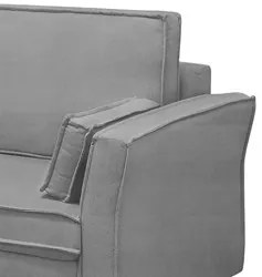 Sofá Living 3 Lugares 200cm Pés Madeira Efraim F05 Veludo Prata - Mpoz