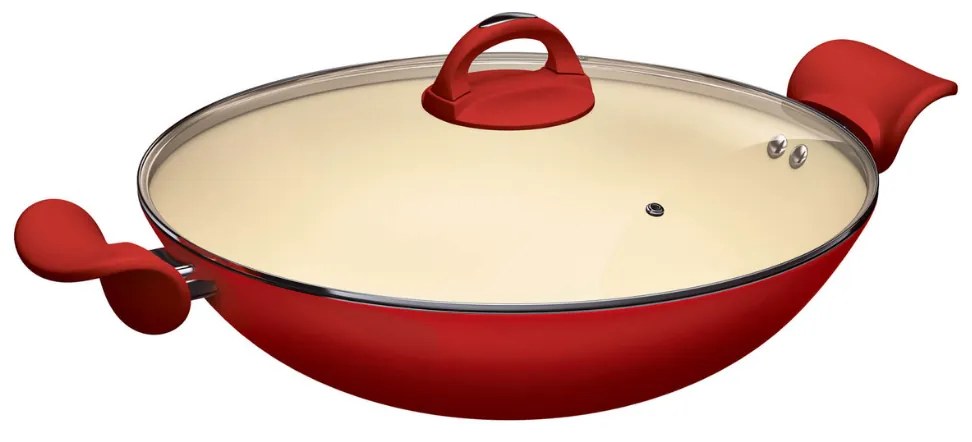 Panela Wok Intense Com Alças - Vermelha (32cm)