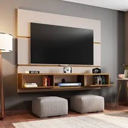 Painel Bancada Suspensa Para TV Até 65 Pol. 2 Portas Âmbar Off White/C