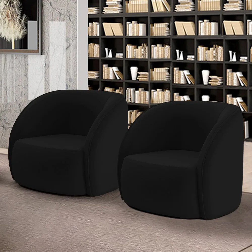 Kit 2 Poltronas Decorativas  Sala de Estar Clarke Veludo Preto G45 - Gran Belo