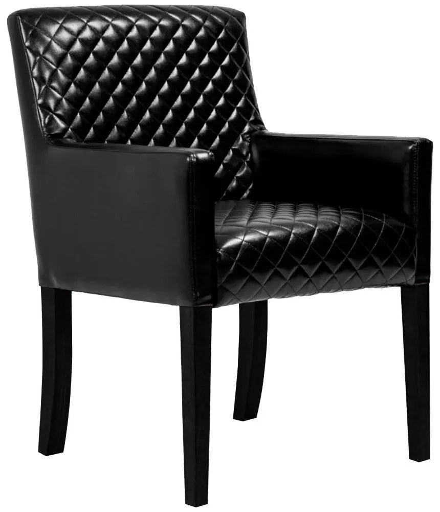 Poltrona Decorativa Sala de Estar Base de Madeira Preto Liverpool PU Sintético Preto Tressê G15 - Gran Belo