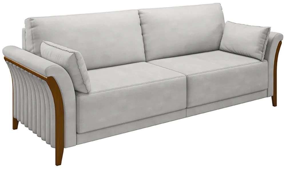 Sofá Decorativo 3 Lugares 222cm Market Veludo Cinza G45 - Gran Belo
