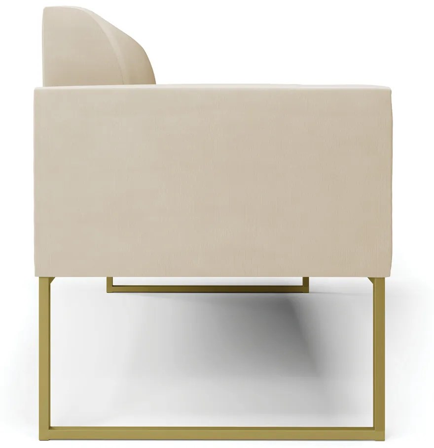 Sofá Namoradeira Base Industrial Dourado Marisa Suede D03 - D'Rossi - Bege