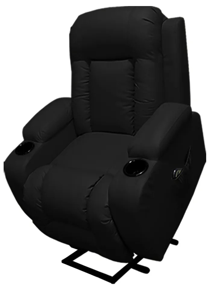Poltrona do Papai com Massagem Aquecimento Austin Elevação Lift 150º PU Preto G31 - Gran Belo