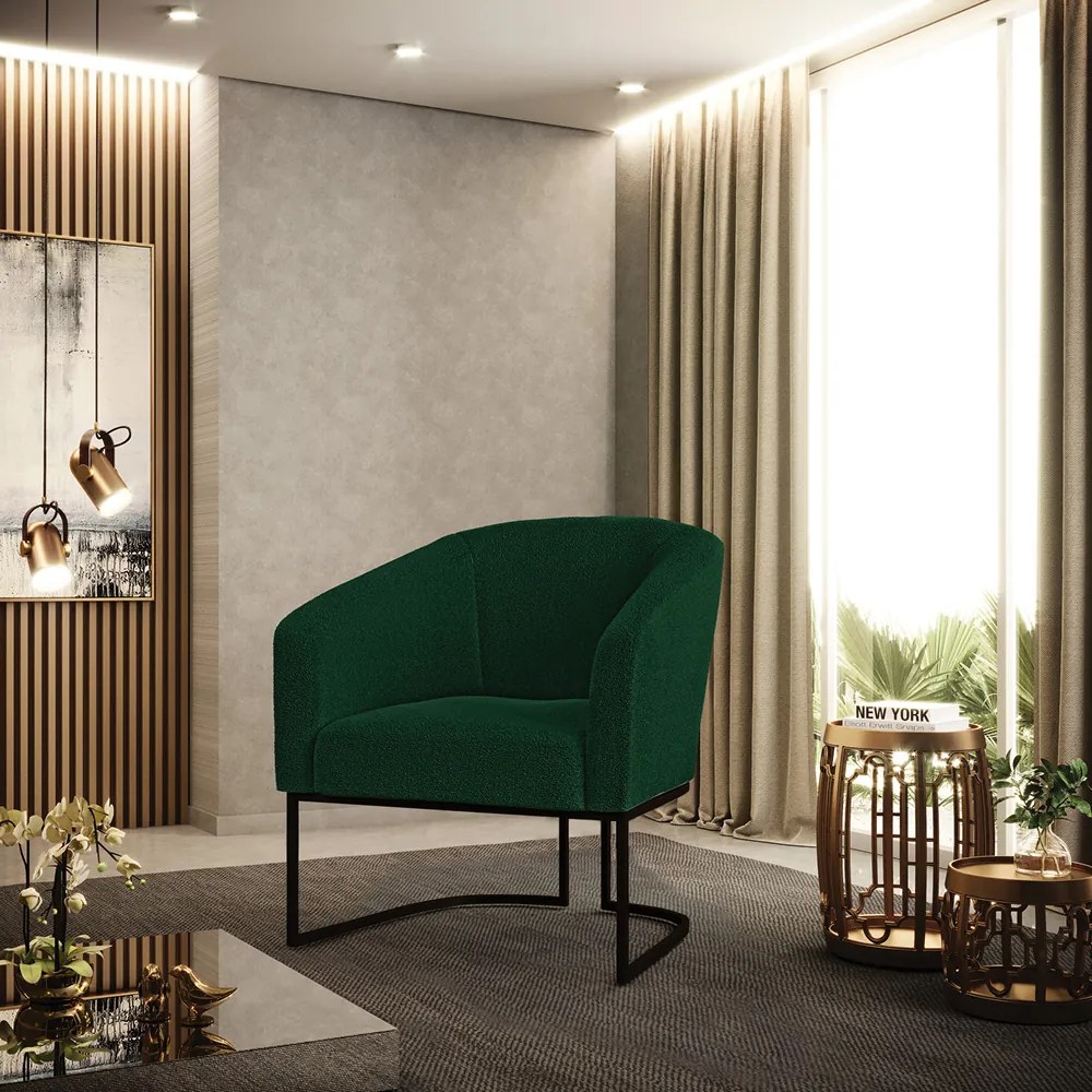 Cadeira Sala de Jantar Industrial Preto Kit 2 Stella Bouclê D03 - D'Rossi - Verde Menta