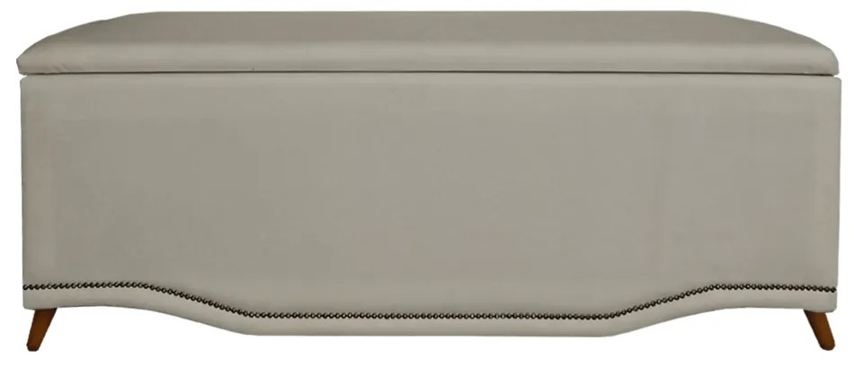 Calçadeira Baú Casal 140cm Greta Pés Palito Suede Bege - Sheep Estofados