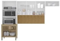 Armário de Cozinha Modulada 3 Peças Charm01 K02 Freijó/Supremo - Mpoze