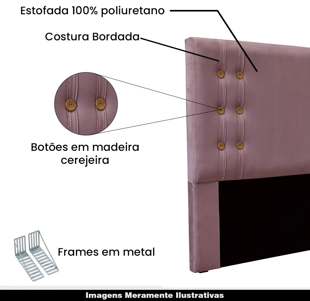 Cabeceira Decorativa Casal 1,40M Kors Veludo Uva G63 - Gran Belo