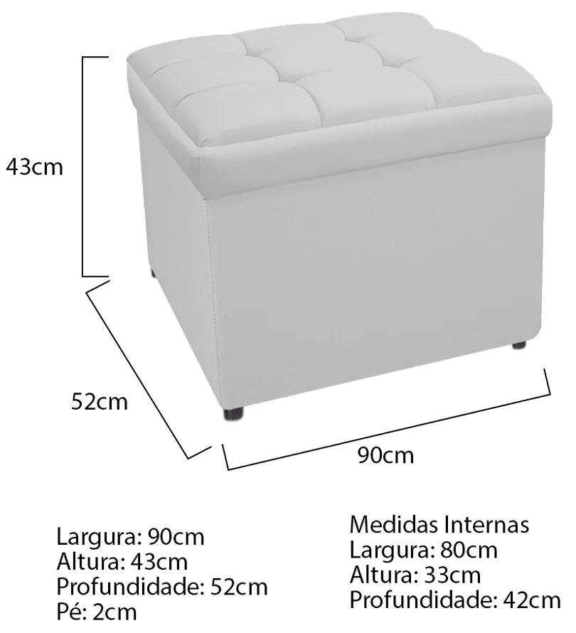 Calçadeira Copenhague 90 cm Solteiro Suede Branco - ADJ Decor