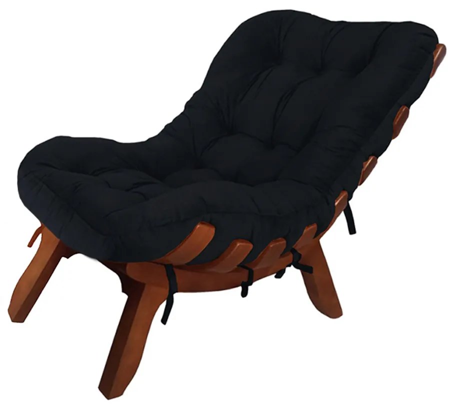 Poltrona Decorativa Costela Veludo Preto