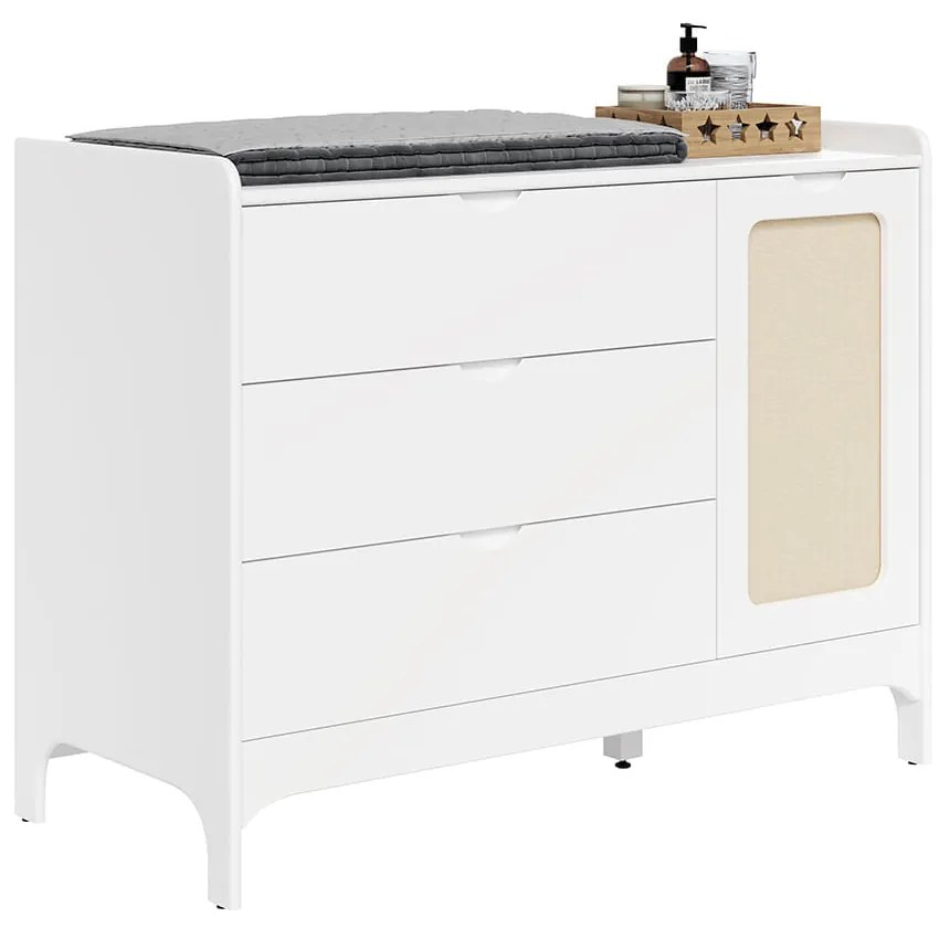 Cômoda Brisa 3 Gavetas e 1 Porta - Branco Fosco