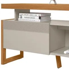 Rack Bancada de TV 70 Polegadas 2 Portas Agata L06 Nature/Off White -