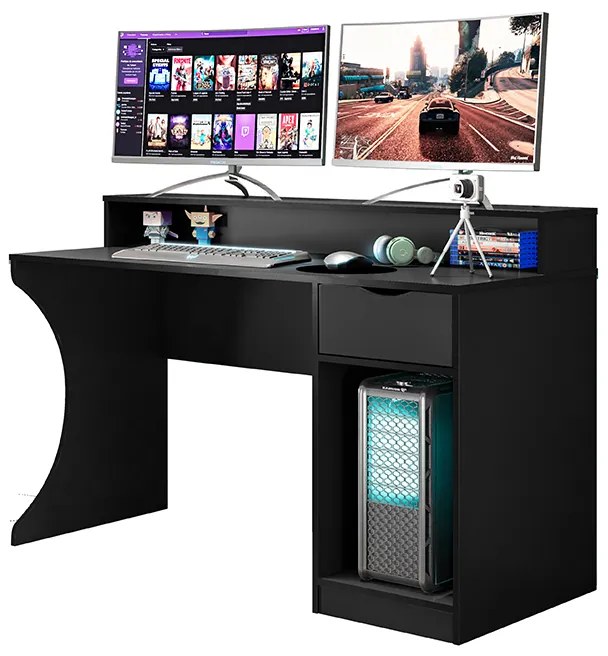 Mesa Gamer Escrivaninha Para Computador Ninja Safira Preta - Mobler