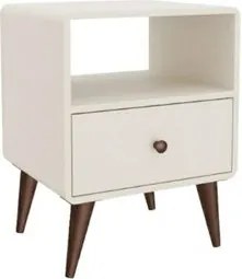 Mesa de Cabeceira 1 Gaveta Curve Off White 45x40x58cm Movelbento