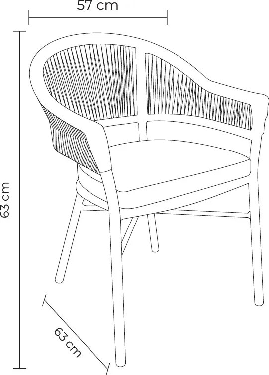 Cadeira Área Externa de Alumínio Bear com Corda Naútica Grafite G56 - Gran Belo