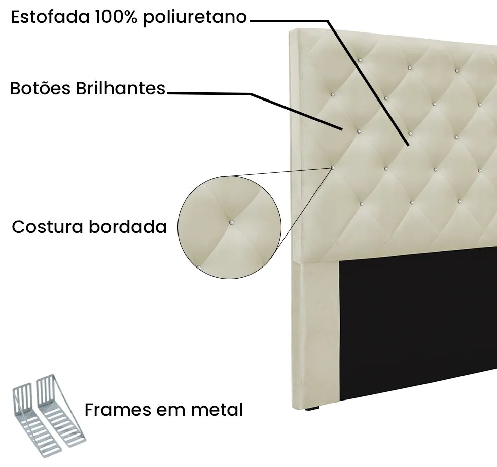 Cabeceira Cama Box Queen 160 cm Tania Veludo S04 - D'Rossi - Bege