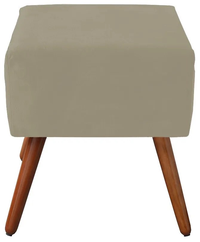 Puff Decorativo Quadrado Malu com Pés Palito Suede Nude