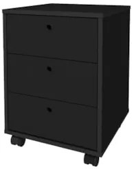 Gaveteiro Escritório 60cm Rodízios 3 Gavetas New Preto - Artany