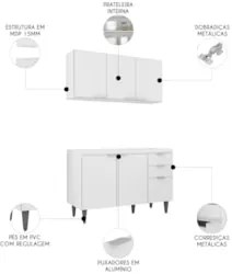 Armário de Cozinha CP01 Para Pia 120cm Pérola Z34 Branco - Mpozenat