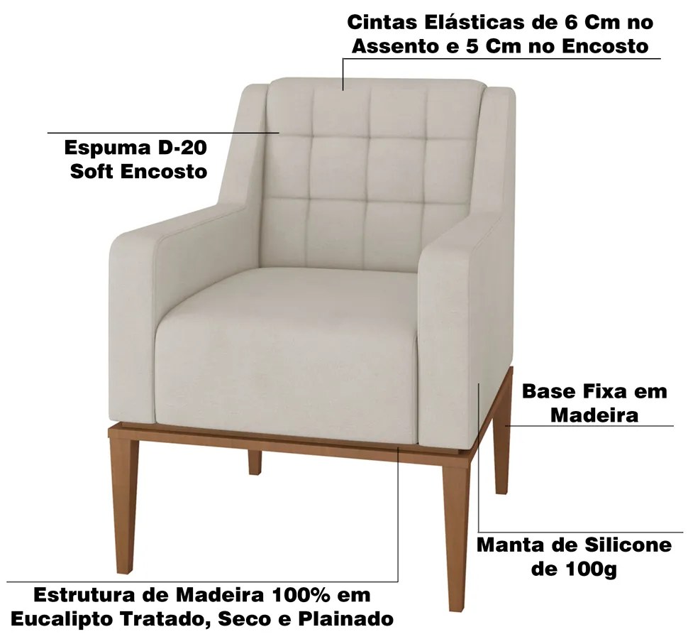 Kit 2 Poltronas Decorativas Sala de Estar Madonna Suede Bege G52 - Gran Belo