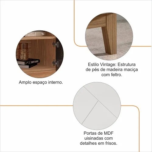 Rack Adria 1.60 Branco/Noce - Casa D Móveis