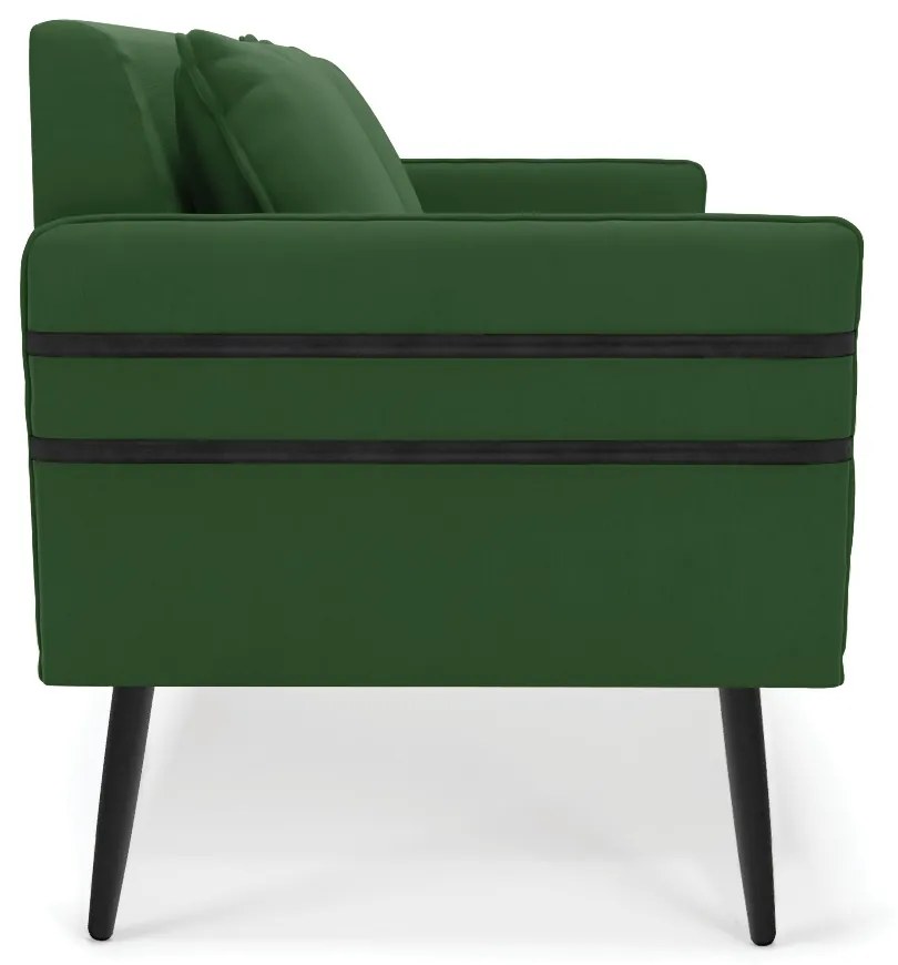 Namoradeira 02 Lugares Mari Suede Verde Pés Palito de Ferro - D'Rossi