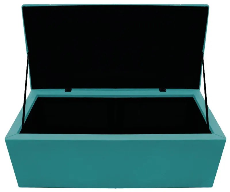 Recamier Baú Estofada Mel 90 cm Solteiro Com Capitonê  Suede Azul Turquesa - ADJ Decor
