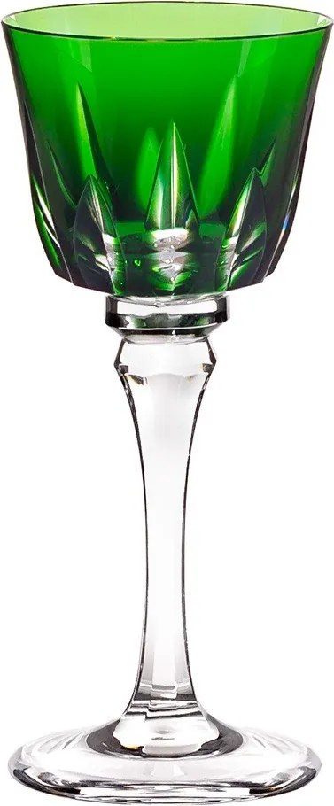 Taça de Cristal Lapidado Artesanal para Licor - Verde Escuro  Verde Escuro