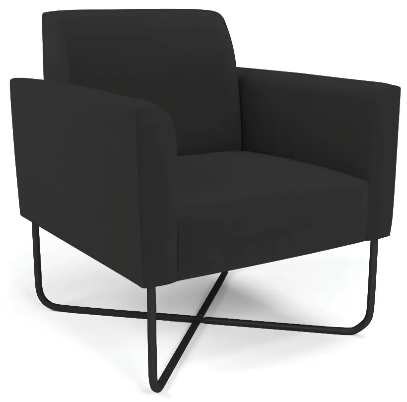 Poltrona Base X Industrial Preto Marisa Veludo D03 - D'Rossi - Preto