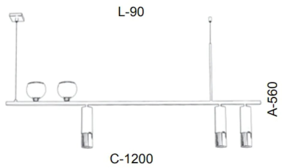 Pendente Retangular Tubo 120X09X56Cm Metal 05Xmr11 |Old Artisan Pd-552... (ONIX)