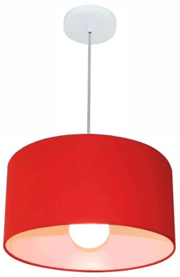 Lustre Pendente Cilíndrico Md-4146 Cúpula em Tecido 40x30cm Vermelho - Bivolt