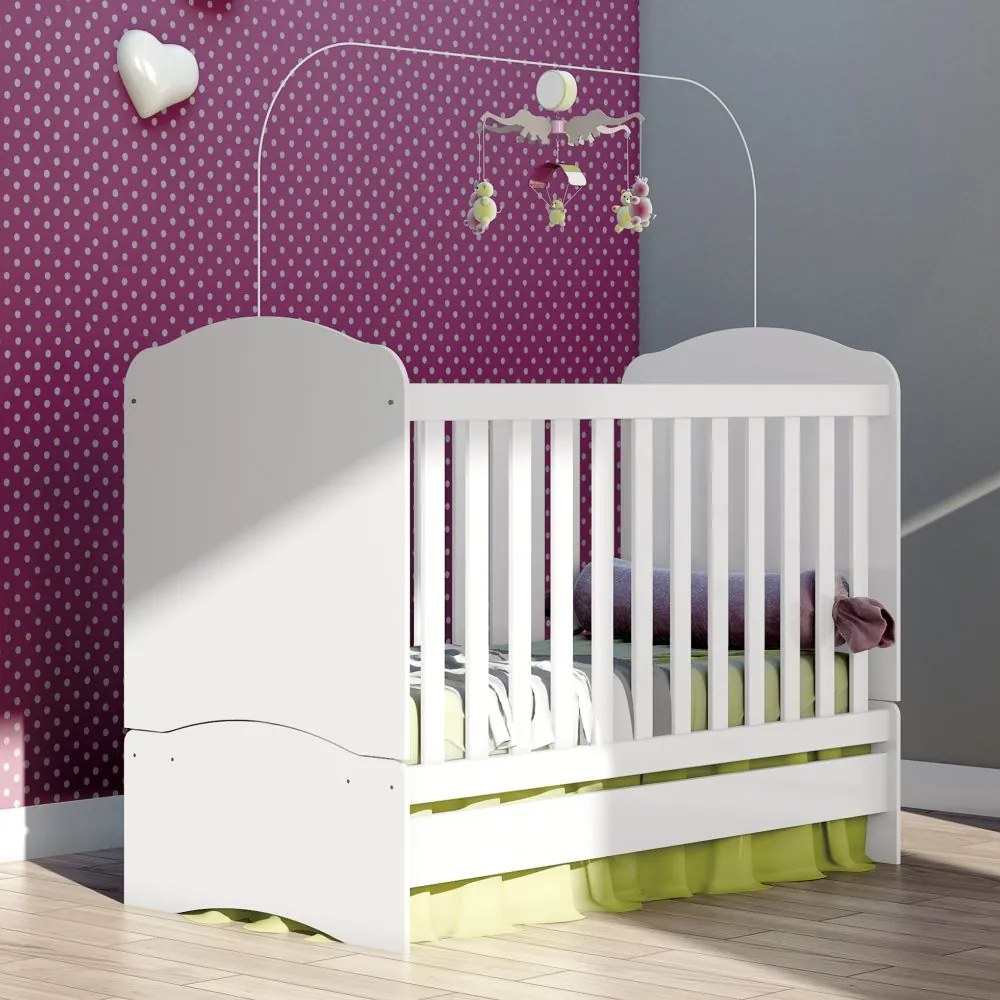 Berço Multifuncional 3 em 1 Minicama Bala de Menta Branco - ADJ DECOR