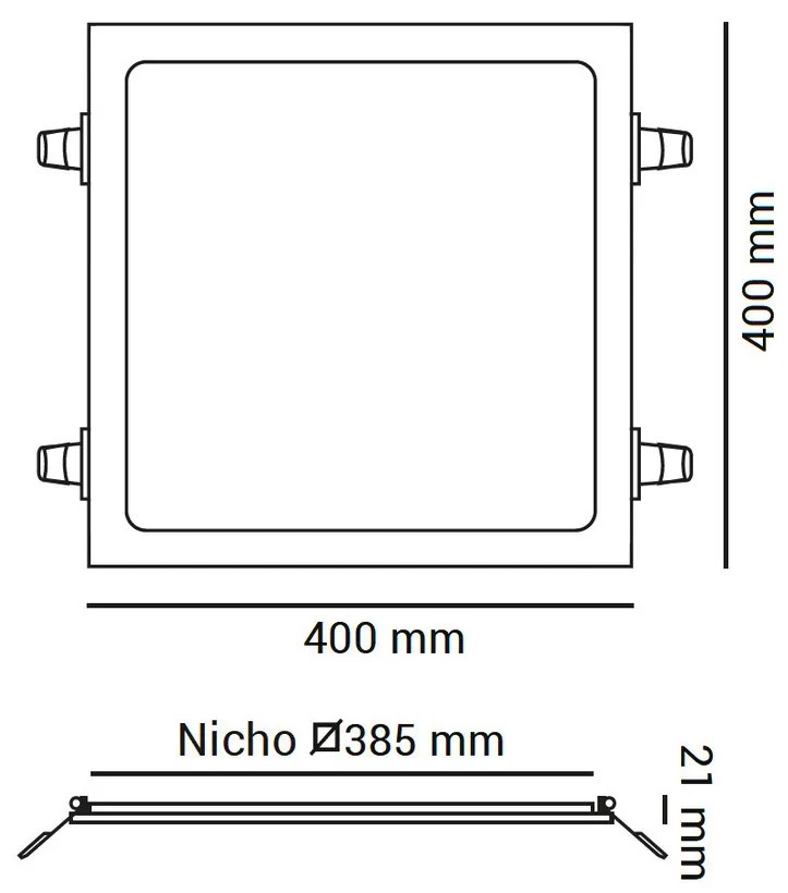 Luminária De Embutir Quadrado 30W 3000K Led Bivolt 40X40X2,5Cm Downlig... (Branco)