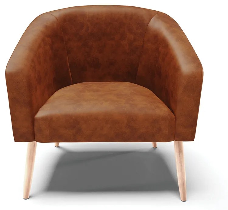 Poltrona Decorativa Pé Palito Natural Stella Sintético PU Nozes D03 - D'Rossi
