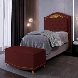 Cabeceira Cama Box Solteiro 90cm Com Calçadeira Baú Imperial J02 Velud