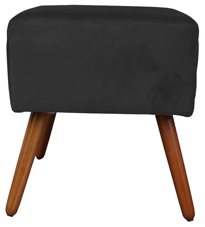Puff Decorativo Quadrado Malu com Pés Palito Suede Preto