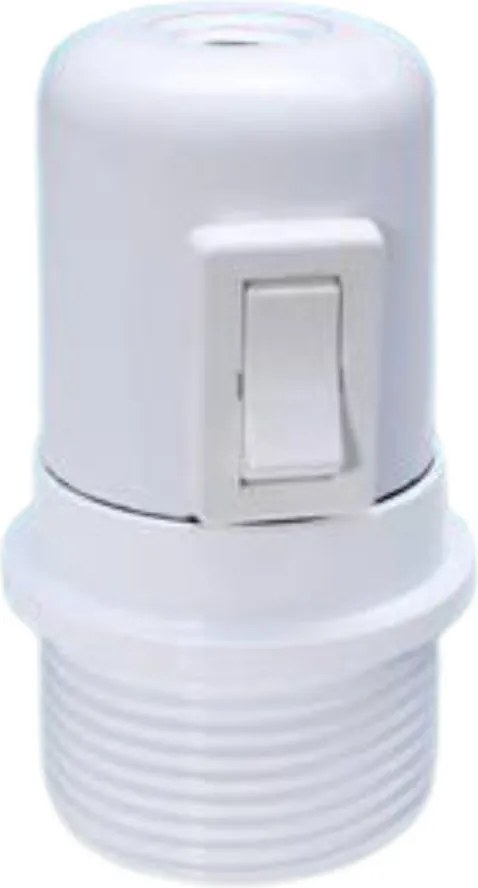 SOQUETE E27 BAQUELITE SEMI-ROSCADO C/TECLA DIÂM.38MM C/NIPLE M10X1 BRANCO