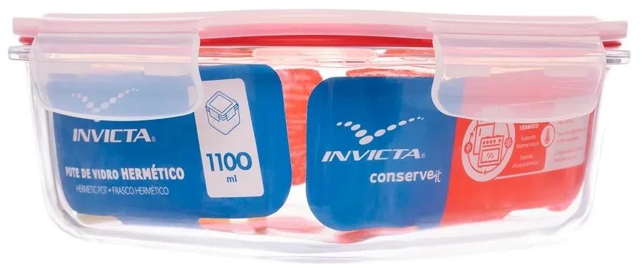 Pote Hermético de Vidro Quadrado 1,1 L