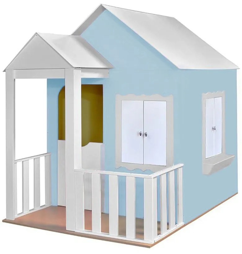 Casinha de Brinquedo com Cercado Azul Bebê/Branco L12 - Gran Belo