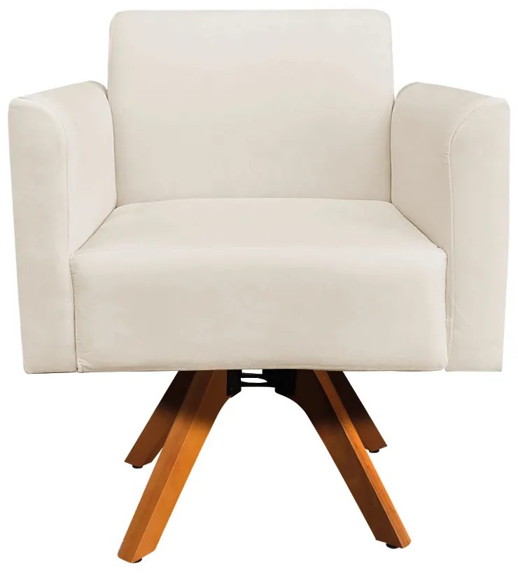 Poltrona Giratória Marisa Suede Base Madeira MM30 D03 - D'Rossi - Bege