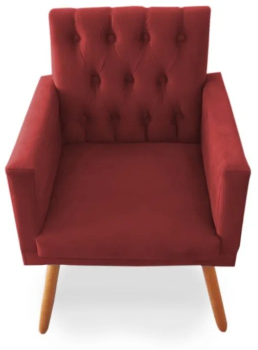 Poltrona Decorativa Clara Capitonê Pés Palito Suede Vermelho - Sheep Estofados