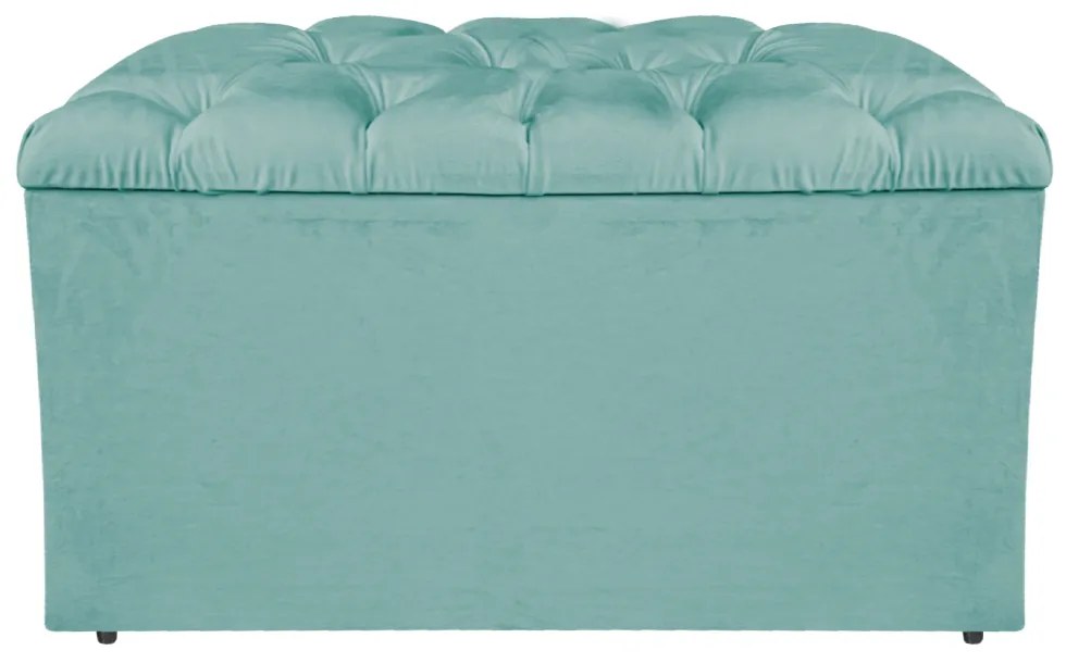 Calçadeira Estofada Liverpool 90 cm Solteiro Suede Azul Tiffany - ADJ Decor