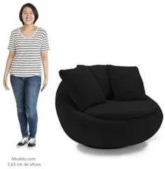 Poltrona Decorativa Redonda Giratória com Almofadas Saphire Z32 Veludo