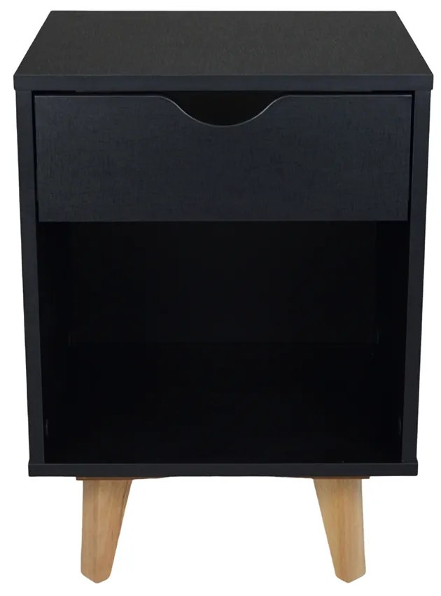 Mesa de Cabeceira Bilbo Com 01 Gaveta Preto - D'Rossi