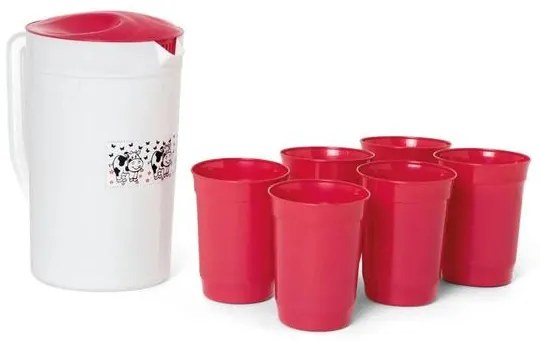 Kit Jarra e Copos Em Plástico 7 Peças